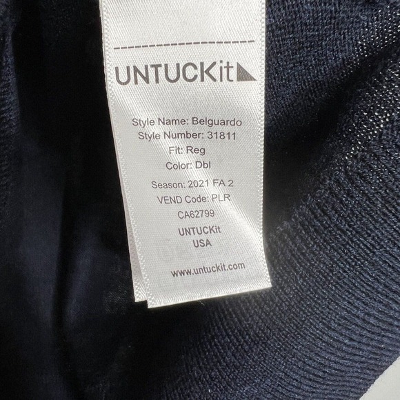 Untuckit Mens Pullover 1/4 Zip Pullover Sweater Merino Wool Size XL Navy Blue - Picture 4 of 11